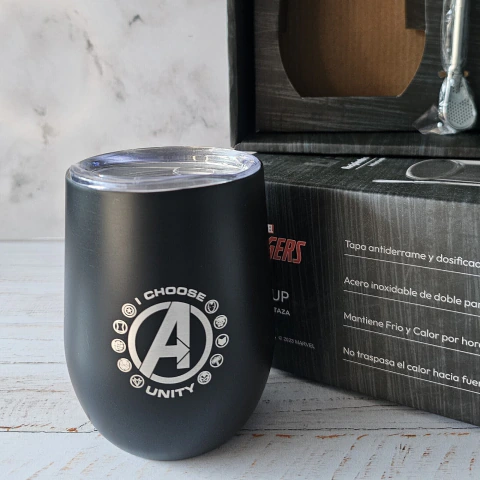 Mate y Bombilla Aluminio de Avengers Oficial