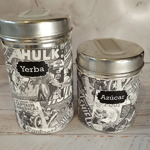 Latas Yerbera + Azucarera Marvel