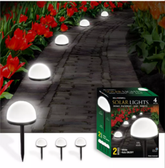 Set de 4 luces solares con estaca blancas