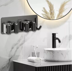 soporte metálico de escoba doble con gancho - Cosas Asombrosas