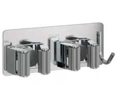soporte metálico de escoba doble con gancho - comprar online