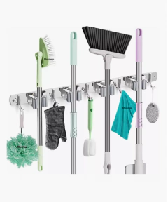 soporte metálico 4 escobas con ganchos