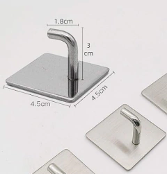 gancho cuadrado metálico adhesivo color plateado y negro a elección - comprar online