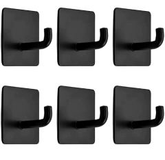 gancho cuadrado metálico adhesivo color plateado y negro a elección