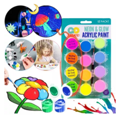 pintura acrilica de neon 12 colores