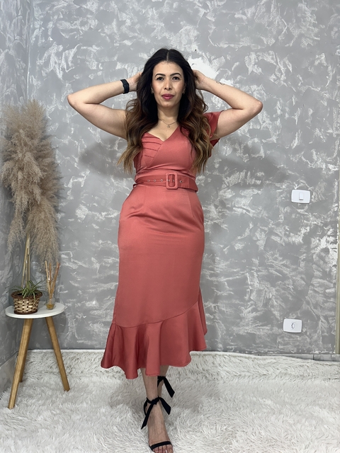 Vestido Cetim Coral