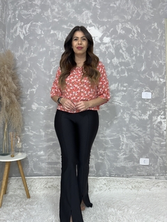 Blusa Laranja Floral - Lemour Modas