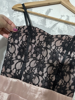 Vestido Festa Rosa & Preto - Lemour Modas