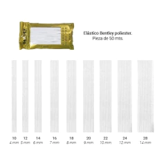 Elástico Liso Bentley De 5mm X 50 Metros Color Blanco - comprar online
