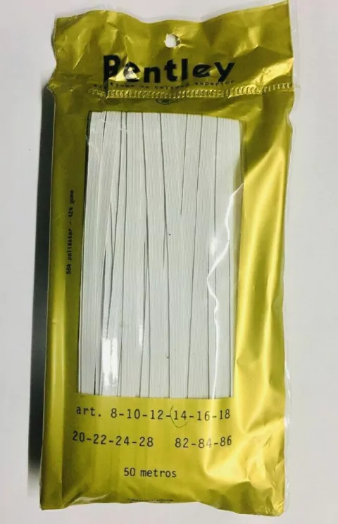 Elástico Liso Bentley De 7mm X 50 Metros Color Blanco