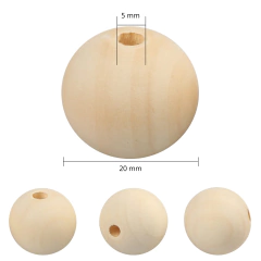 Cuentas de Madera Maciza Natural 20 mm x 15 unidades en internet