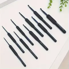 Set 9 Agujas Crochet Mango Silicona Negro en internet