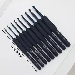 Set 9 Agujas Crochet Mango Silicona Negro - comprar online