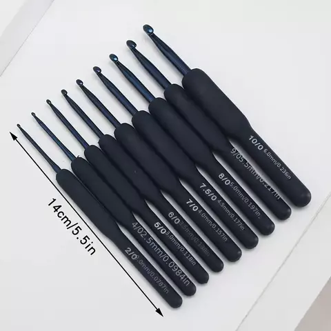 Set 9 Agujas Crochet Mango Silicona Negro - comprar online