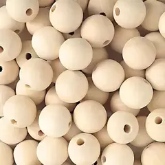 Cuentas de Madera Maciza Natural 18 mm x 15 unidades - tienda online