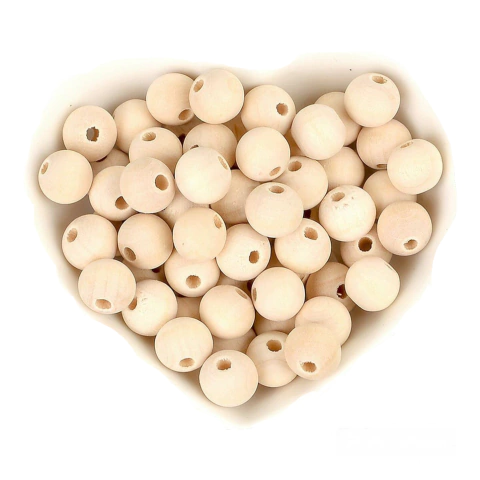 Cuentas de Madera Maciza Natural 15 mm x 15 unidades - comprar online