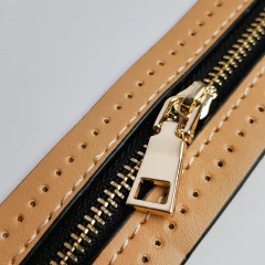 Cierre Para Tejer Crochet Fijo Cuero Pu Bronce Largo 18 Cm - tienda online