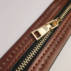 Cierre Para Tejer Crochet Fijo Cuero Pu Bronce Largo 18 Cm