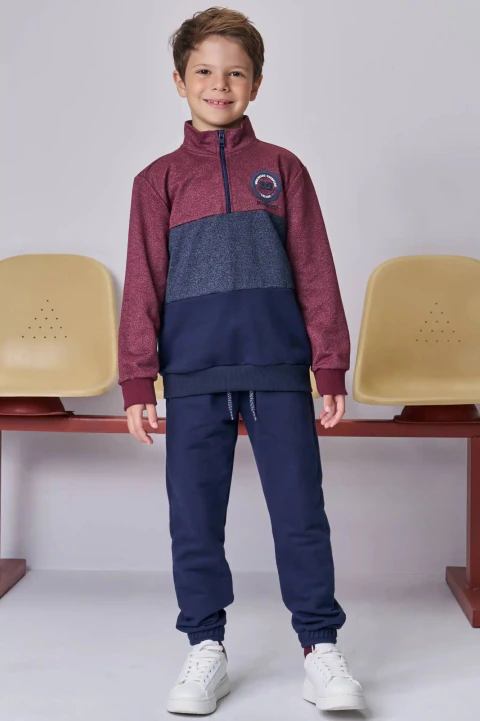 Conjunto de Blusão em moletom e calça jogger marinho