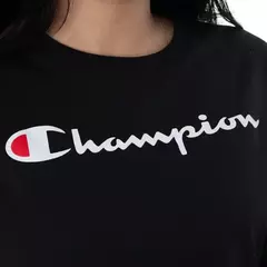 CAMISETA CHAMPION CROPPED FEM SCRIPT 25 BLACK - comprar online