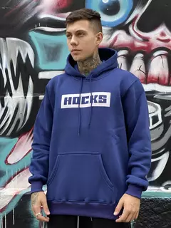 CANGURU FECHADO HOCKS TAM. ESP. LOGO LETTER ROYAL AZUL