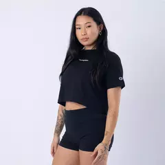 CROPPED CHAMPION FEM MINI SCRIPT RELEV BLACK - comprar online