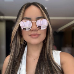 Óculos De Sol Chicago Dourado e Rosa Espelhado - comprar online