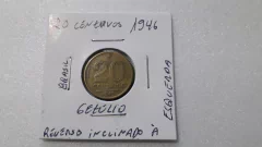 Moeda de 20 Centavos De 1946 de Bronze Alumínio Reverso Inclinado à Esquerda I 5