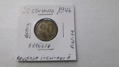 Moeda de 20 Centavos De 1946 de Bronze Alumínio Reverso Inclinado à Direita I 6