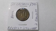 Moeda de 50 Centavos De 1945 de Bronze Alumínio Reverso Inclinado à Esquerda I 12