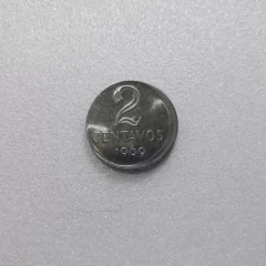 Moeda de 2 Centavos de 1969 Aço Inoxidável Com Lindo BONÉ Soberba/Flor de Cunho ML 2