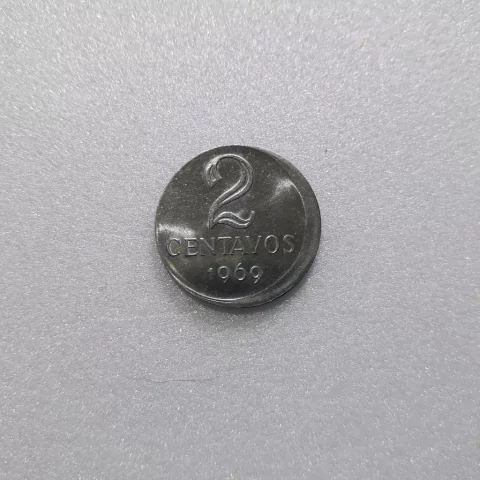 Moeda de 2 Centavos de 1969 Aço Inoxidável Com Lindo BONÉ Soberba/Flor de Cunho ML 2