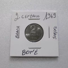 Moeda de 2 Centavos de 1969 Aço Inoxidável Com Lindo BONÉ Soberba/Flor de Cunho ML 2 na internet