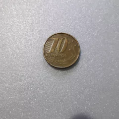 Moeda de 10 Centavos de 2000 Aço Banhado de Bronze ( Pedro I DUPLO ) Catalogada DL 3