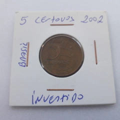 Moeda de 5 Centavos de 2002 Aço Banhado de Cobre Reverso Invertido X 8