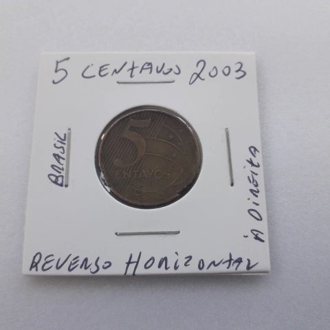 Moeda de 5 Centavos de 2003 Aço Banhado de Cobre Reverso Horizontal à Direita X 9