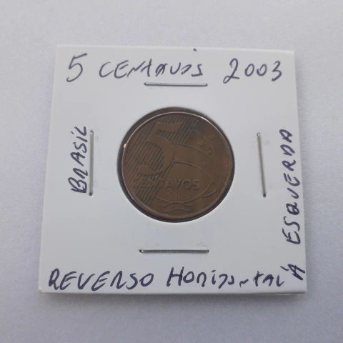 Moeda de 5 Centavos de 2003 Aço Banhado de Cobre Reverso Horizontal à Esquerda X 10