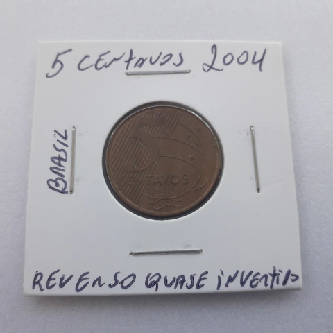 Moeda de 5 Centavos de 2004 Aço Banhado de Cobre Reverso Quase Invertido X 13