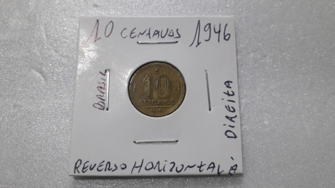 Moeda de 10 Centavos de 1946 Bronze Alumínio Reverso Horizontal à Direita AS 01