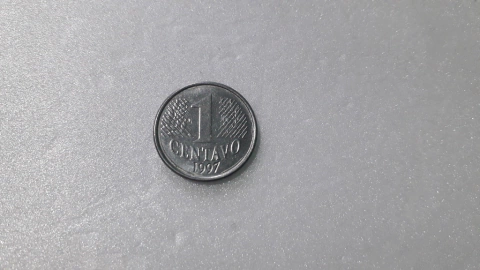 Moeda de 1 Centavo de 1997 Aço Inox Com a Palavra BRASIL Duplicada e Borrada MJ 02