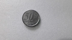 Moeda de 50 Centavos de 2008 Aço Inox Com a LETRA S de Centavos com Cunho fraco ou apagado VR 02