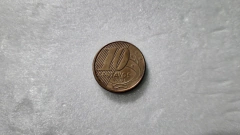 Moeda de 10 Centavos de 2003 Aço Banhado de Bronze Com a Letra A de Brasil Empastada MR 02