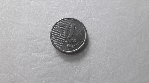 Moeda de 50 Centavos de 2013 Aço Inox BRASIL DUPLO Catalogada PR 09