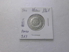 Moeda de 500 Réis de 1861 Prata 917 3º Sistema Monetário 2ª Tipo ML 10