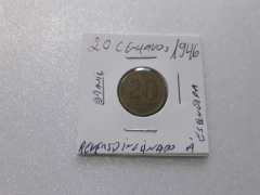 Moeda de 20 Centavos de 1946 Bronze Alumínio Getúlio Reverso Inclinado à Esquerda MJ 38 na internet