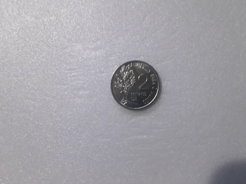 Moeda de 2 Centavos de 1977 Aço Inox FAO Flor de Cunho