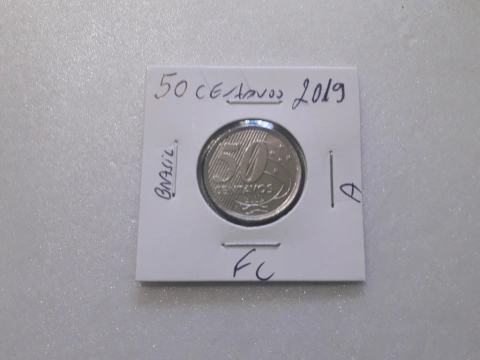 Moeda de 50 Centavos de 2019 Aço Inox Fabricada em Amsterdã na Holanda Flor de Cunho XX 03