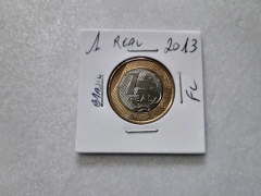 Moeda de 1 Real de 2013 Anel Aço Inox Banhado de Bronze Núcleo Aço Inox Flor de Cunho XX 13