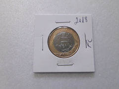 Moeda de 1 Real de 2018 Anel Aço Inox Banhado de Bronze Núcleo Aço Inox Flor de Cunho XX 15