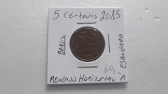 Moeda de 5 Centavos de 2015 Aço Banhado e Cobre Reverso Horizontal à Esquerda CF 12 Catalogada